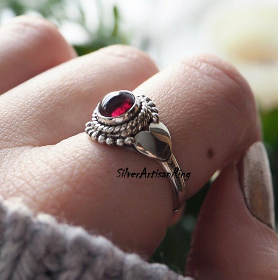 Buy Beautiful Garnet Ring, Sterling Silver Ring, January Birthstone Ring,  Gemstone Ring, Oval Shape Ring, Gemstone Ring, Garnet 925 Silver Ring  Online in India - Etsy