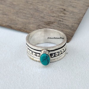 Turquoise Ring, Meditation Ring, Spinner Ring, 925 Sterling Silver Ring, Amazing Ring, Anxiety Ring, Boho Ring, Worry Ring, Gift item