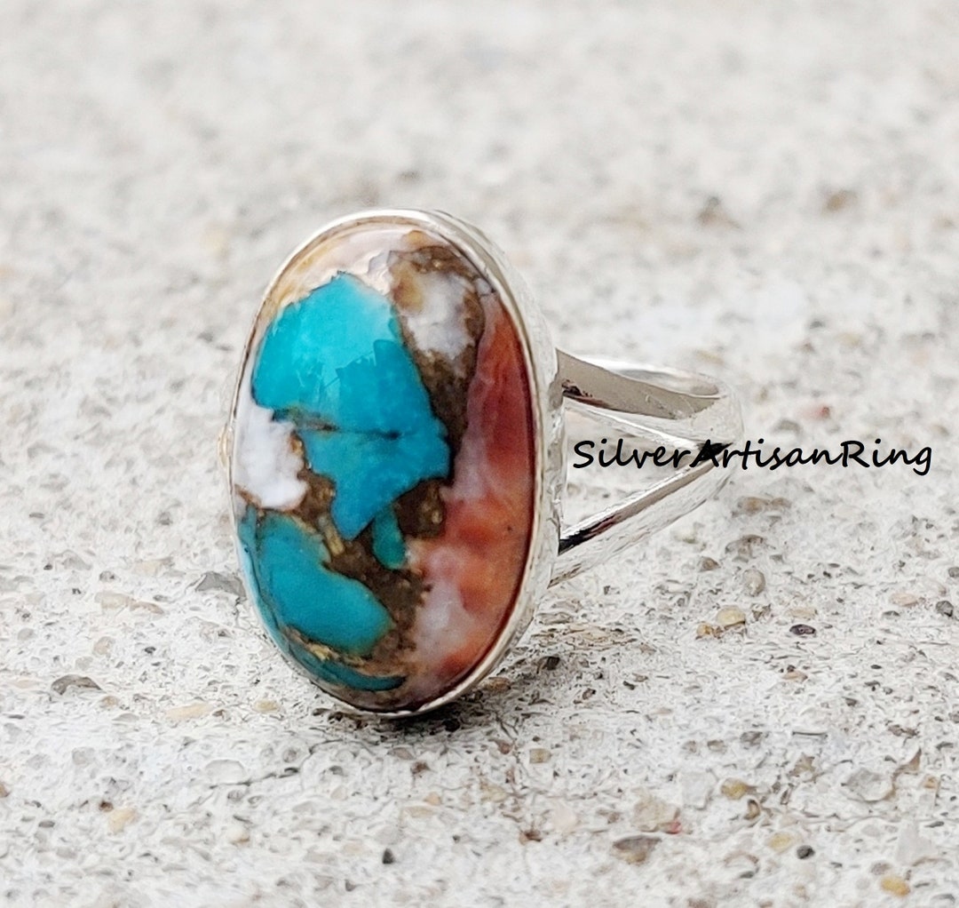 Oyster Turquoise Genstone Ring* Oval Shape Ring* 925 Sterling Silver Ring* handmade Designer Ring*gift for Women*wonderful Ring*gift Jewelry