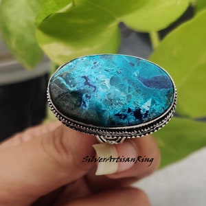 Shattuckite Ring* 925 Sterling Silver Ring* Shattuckite Gemstone* Vintage Style Ring* Handmade Ring* Boho Ring* Promise Ring* Designer Ring