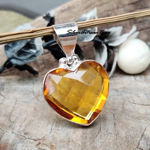 Citrine Pendant* 925 Silver Pendant * Handmade Pendant * Wonderful Pendant* Designer Pendant * Heart Pendant* Women Pendant, Neck Pendant,