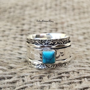 Turquoise Ring, Spinner Ring, Gemstone Ring, Handmade Ring, 925 Silver Ring, Boho Ring, Designer Ring, Beatiful Ring, Worry Ring