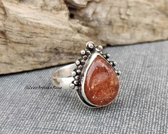 Sunstone Ring~ Marvelous Ring~ 925 Sterling Silver Ring~ Amazing Stone Color~ Beautiful Ring~ Girls Ring~ Designer Ring~ Gift for MOM