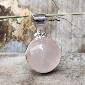 Rose Quartz Pendent* 925 Silver Pendent* Woman Pendent* Handmade Pendent* Dainty Pendant * Beautiful Pendant* Boho Pendant* Silver Jewelry
