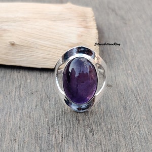 Oval Amethyst Ring* Handmade Ring* 925 Sterling Silver Ring* Natural Amethyst Designer Ring* Gift for Women* Free Shipping* Gift item