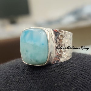 Larimar Ring, 925 Silver Ring, Designer Ring, Promise Ring, Women Ring, Thumb Ring, Meditation Ring, Handmade Ring, Bohemian Ring, Gift item