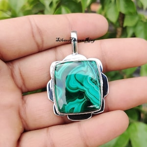Malachite Pendant&#39; 925 Sterling Silver Pendant&#39; Designer Pendant&#39; Boho Pendant&#39; Malachite Jewelry&#39; Wonderful Pendant&#39; Gift for her