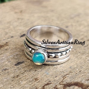 Natural Opal Ring|| Spinner Ring|| 925 Sterling Silver Ring|| Anxiety Ring|| Fidget Ring|| Handmade Ring|| Woman Ring|| Designer Ring**