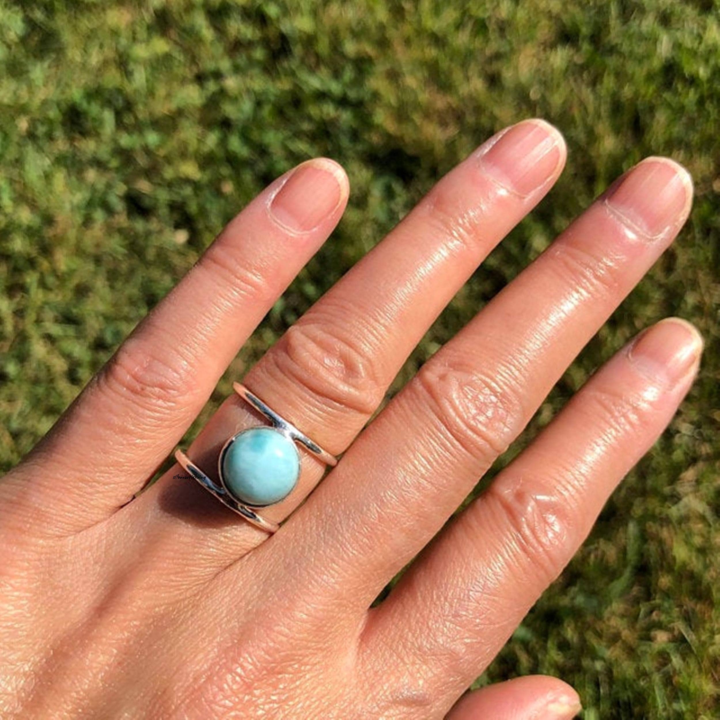 Larimar Ring * Sterling Silver Ring , Statement Ring