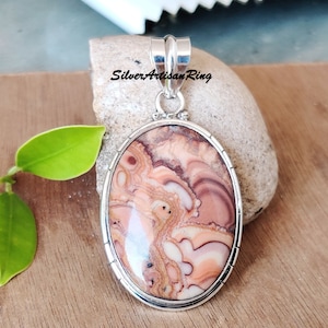 Butterfly Jasper Pendant [ Oval Stone Shape [ Girls Pendant [ Stylish Pendant [ 925 Sterling Silver Pendant For Women [ Handmade Jewelry