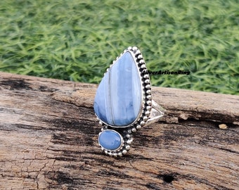 Blue Opal Ring, Handmade Ring, 925 Sterling Silver Ring, Birthday Ring, Natural Blue Opal Jewelry, Promise Ring, Free Shipping