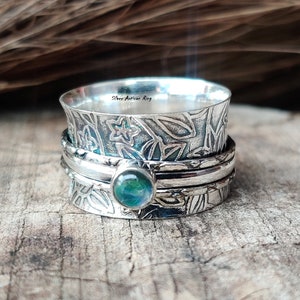 Aquamarine ring, 925 Sterling silver ring, Spinner Ring ,Women ring, Worry ring, Statement ring, Fidget ring, Gemstone ring, Gift For Her