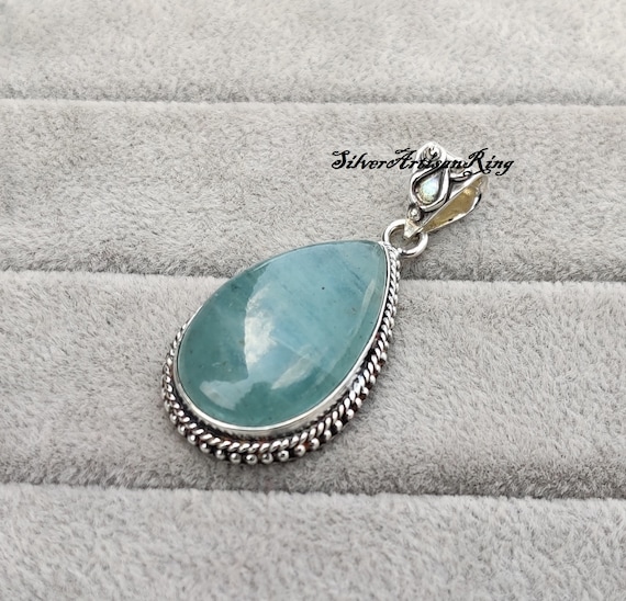 Aquamarine Pendant ~ 925 Sterling Silver ~ Handmade Pendant ~ Blue Gemstone Pendent ~ Women Pendent ~ Latest Pendent ~ Silver Jewelry...