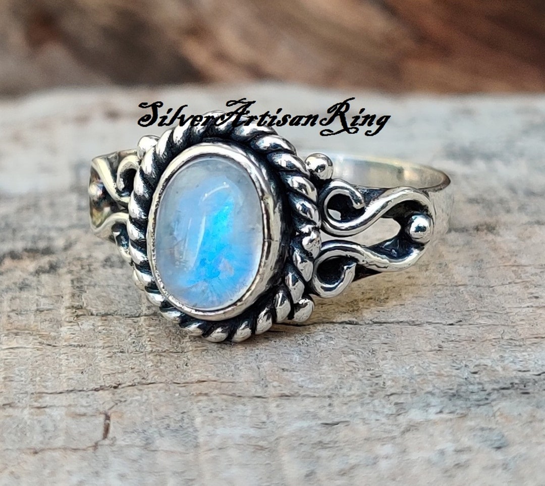 激安通販新作 Natural Moonstone Ring//gemstone Ring//925 Sterling Silver アクセサリー
