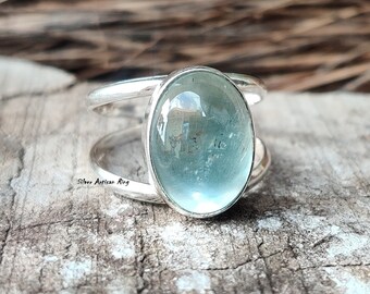 Aquamarine Ring , Band Ring , Gemstone Ring , 925 sterling silver , March Birthstone ,Dainty Ring , Popular Ring , Wedding Ring , Lovely ***