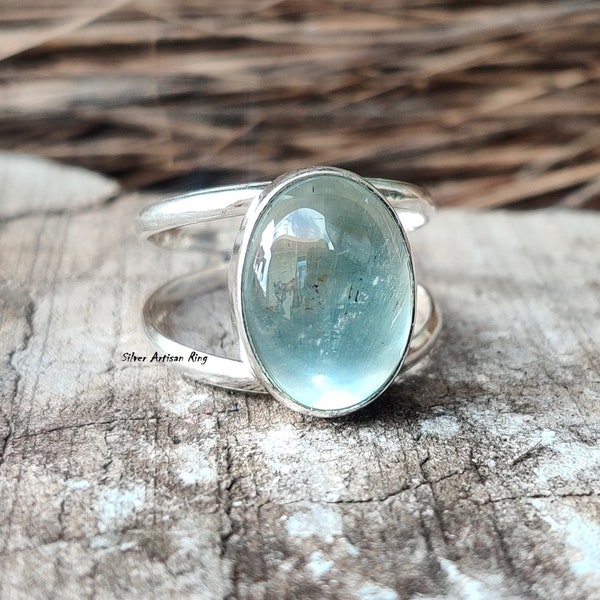 Aquamarine Ring, Band Ring, Gemstone Ring, 925 sterling silver, March Birthstone, Dainty Ring, Popular Ring, Wedding Ring, Lovely ***