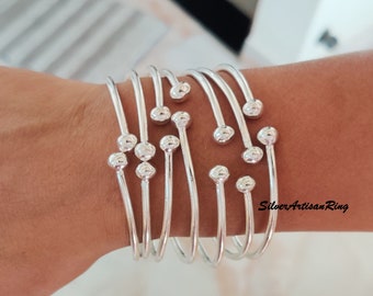 Thick West Indian Bangles, Set Of 7 Bangles, 925 Sterling Silver, Bangles, West Indian Silver Bangles, Silver Boho Bangles for Women