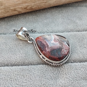 Crazy Lace Agate Pendant \ 925 Sterling Silver Pendant \ Genuine Gemstone Pendant \ Handmade Jewelry \ Boho Pendant \ Engagement Gift