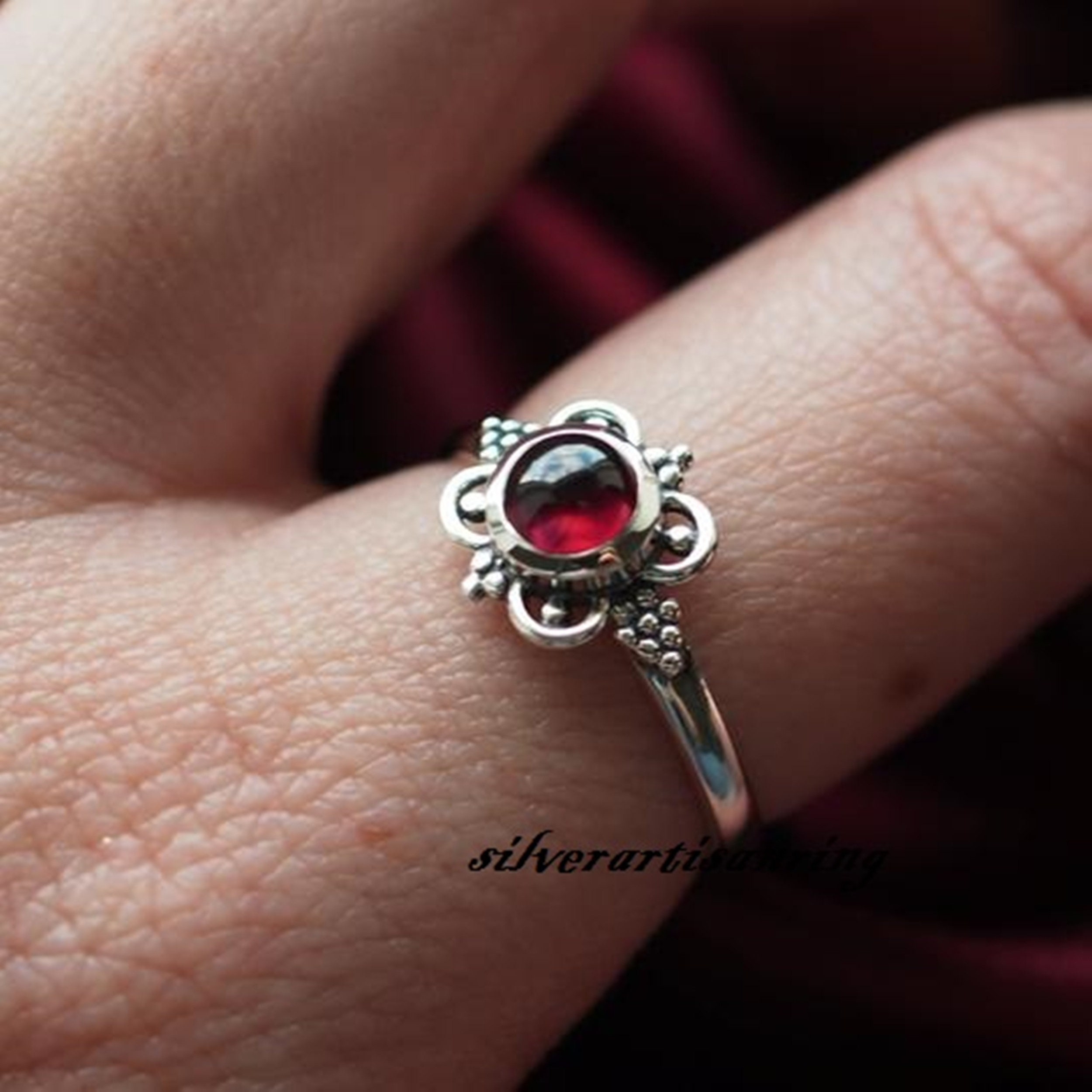 Natural Ringsmall Stone Ring 925 Sterling Silver Etsy