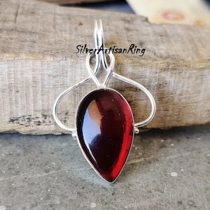 Red Garnet Gemstone Pendant, Beautiful Designer Pendant, Unique Pendant, 925 Sterling Silver, Every Day Wear, Boho Jewelry, Gift for Love