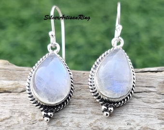 Moonstone Earring /925 Sterling Silver Earring /Dangle Earring/ Boho Jewelry/ Beautiful Earring /Natural Moonstone / Stylish Earring