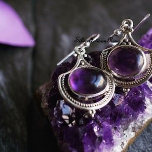 Amethyst Earrings ,Semi Precious Stone Earring, 925 Sterling Silver Earring, Bride Earring, Beatiful Earring, Woman & Mother Gift Earring