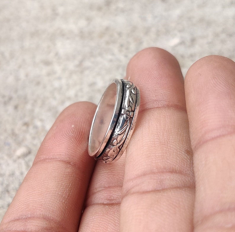 Spinner Ring, 925 Sterling Silver Ring, Meditation Ring, Silver Jewelry, Worry Ring, Anxiety Ring, Beatiful Ring, Gift for her image 2