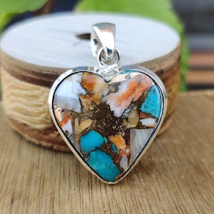 Spiny Oyster Copper Turquoise Pendant | Heart Designer Pendant | Amazing Neck Jewelry | 925 Sterling Silver Pendant | Dazzling counterpart