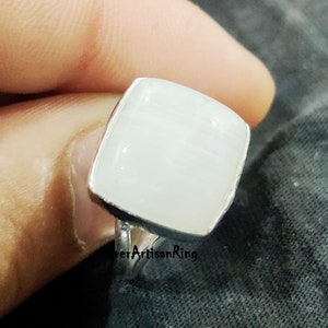 Moonstone Ring, 925 Sterling Silver Ring, Band Ring, Square Stone Ring, Moonstone Jewelry ,Woman Ring ,Beatiful Ring, Gift Item