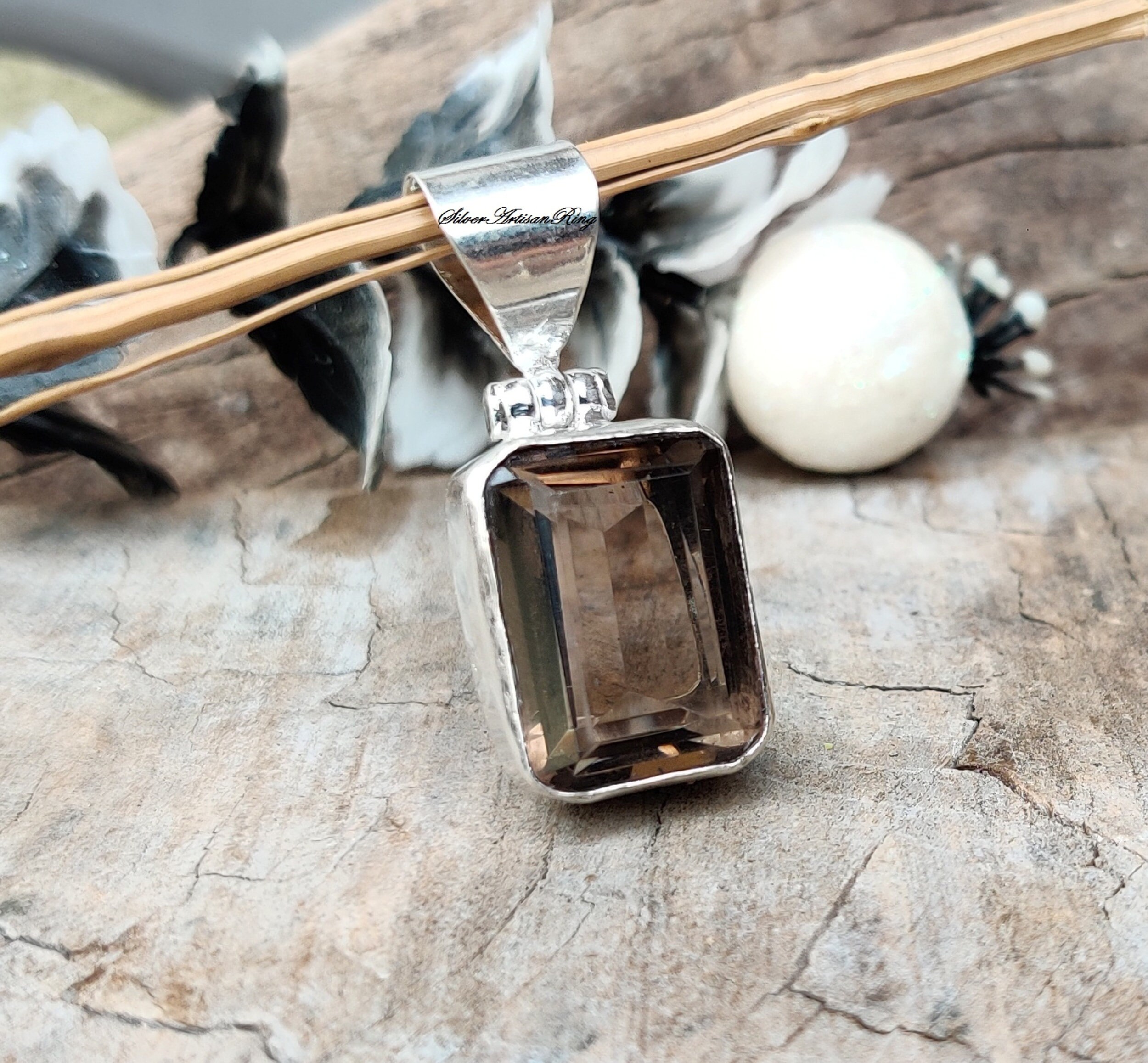 Smoky Quartz Pendant, 925 Sterling Silver Pendant, Smoky Smoky Quartz Pendant, 925 Sterling Silver Pendant, Smoky