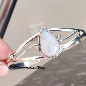 Rainbow Moonstone Bangle , Gemstone Bangle , 925 Sterling Silver Bangle , Beautiful Bangle , Adjustable Bangle , Stylish Bangle