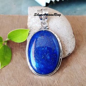 Lapis Lazuli Pendant, 925 Sterling Silver Pendant, Blue Gemstone Pendant, Designer Pendant, Boho Pendant, Gift for her, Free Shipping