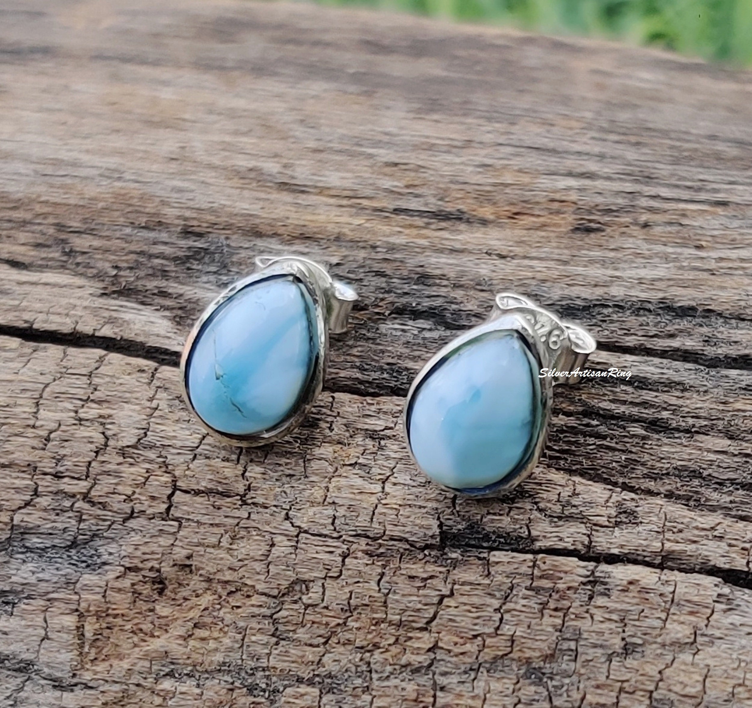 Blue Larimar Earring | Larimar Jewellery | Pear Larimar Stone Earring | 925 Sterling Silver Earring | Women Earring | Gemstone Earring