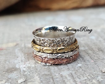 Spinner Ring ,925 Sterling Silver Ring ,Meditation Ring, Silver Jewelry ,Worry Ring, Anxiety Ring ,Brass Ring,Woman Ring, Copper Ring**