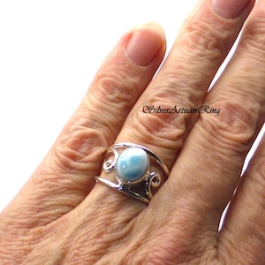 Larimar Ring, 925 Sterling Silver Ring, Designer Ring , Women Ring, Larimar Jewelry, Designer Ring , Dainty Ring, Free Shipping