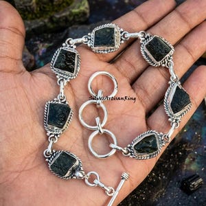 Moldavite Bracelet* Moldavite Jewelry* 925 Sterling Silver* Handmade Bracelet* Women Bracelet* Adjustable Bracelet* Designer Bracelet