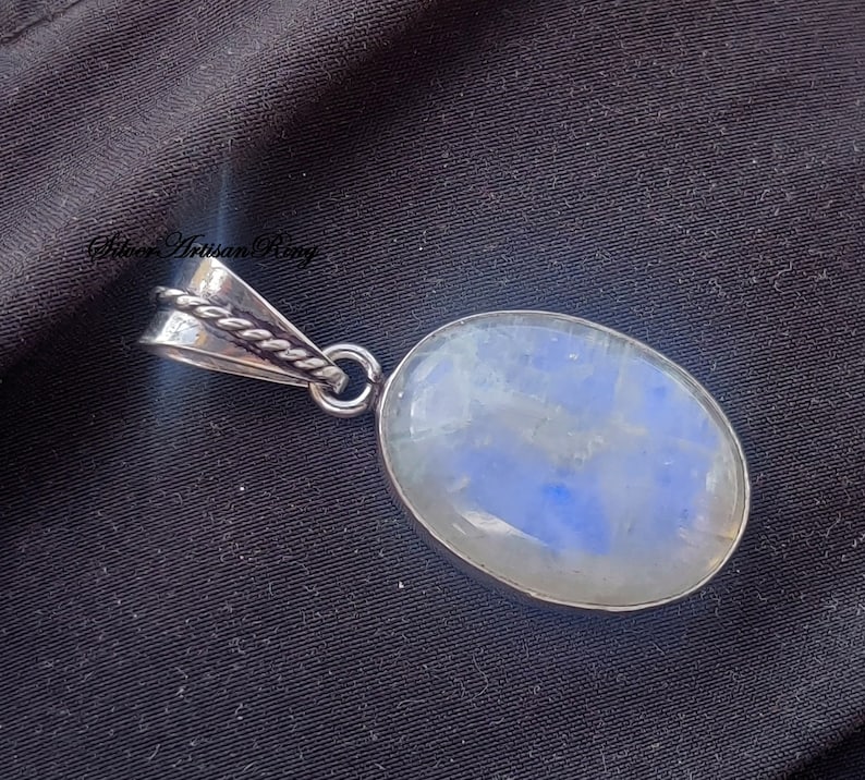 Natural Moonstone Pendent / Gemstone Pendent/ 925 Sterling Silver Pendent/ Handmade Pendent/ Designer Pendent/ Girls & Woman Pendent image 8