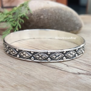 Silver Bangle* 925 Sterling Silver* Fabulous Design* Stylish Designer Bangle* Charm Bangle* Bangle with free Ring* All Ring Size Available