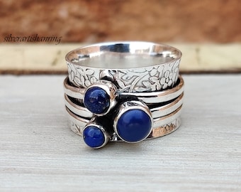 Lapis Lazuli Spinner Ring, 925 Sterling Silver Ring, Fidget Ring, Worry Ring, Designer Ring , Lapis Lazuli Ring ,Beatiful Ring,