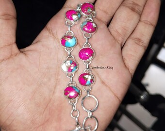 Cotton Candy Turquoise Bracelet, Cotton Candy Turquoise Silver Jewelry, Pink & Blue Turquoise Stone, 925 Sterling Silver, Stylish Bracelet