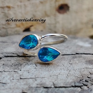 Blue Topaz Ring / 925 Sterling Silver Ring/ Handmade Ring/ Boho Ring/ Women Ring/ Beautiful Ring/ Amezing Ring/ Adjustable Ring