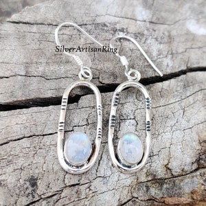 Rainbow Moonstone Earring / 925 Sterling Silver Earring / Dangle Earring / Blue Flash/ Gorgeous Earring / Stylish Earring/ Moonstone Jewelry