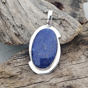 Lapis Lazuli Pendant~ 925 Sterling Silver~ Pendant For Women~ Blue Oval Handmade~ Gemstone Pendant~ Boho Pendant~ Silver Jewelry~ Gift Item