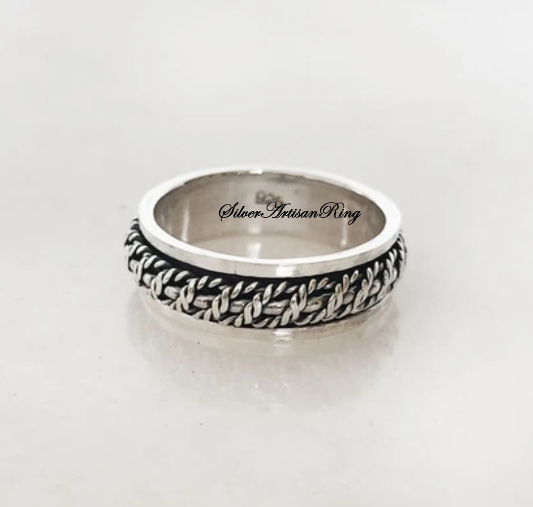 Anello Anti-Ansia In Argento Sterling 925 | Anxiety Ring Con Perline Girevoli | Regolabile Per Donne E Uomini - Foto 9