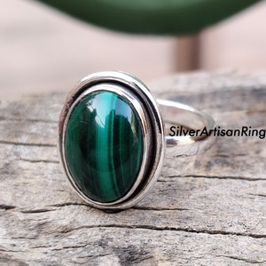 Malachite Ring** Stylish Ring** 925 Sterling Silver Ring** Oval Gemstone Ring** Green Stone** Malachite Jewelry** Beautiful Ring** Gift item