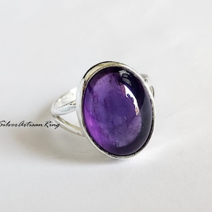 Amethyst Ring, Gemstone Ring, 925 Sterling Silver Ring, Beatiful Ring, Stylish Ring, Designer Ring, Women Ring, Oval Stone Shape Ring