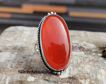 Carnelian Ring~ 925 Sterling Silver Ring~ Fabulous Ring~ Designer Ring~ Charm Ring~ Girls Ring~ Orange Gemstone~ Gift for her
