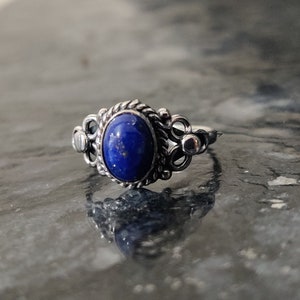 Handmade Lapis Lazuli Ring, 925 Sterling Silver Ring, Gemstone Ring, Blue Color Gemstone, Triple Band Ring, Gemstone Jewelry, Sale