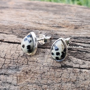 Dalmatian Jasper Earring | Delicate Drop Silver Earring | Handmade Jewelry | Christmas Gift for Her | Mom Gift | 925 Sterling Silver