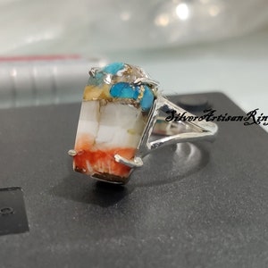 Oester Koper Turquoise Ring, Kist Ring, Handgemaakte Ring, Statement Ring, Edelsteen Ring, 925 Zilveren Ring, Dames Ring, Cadeau Voor Haar